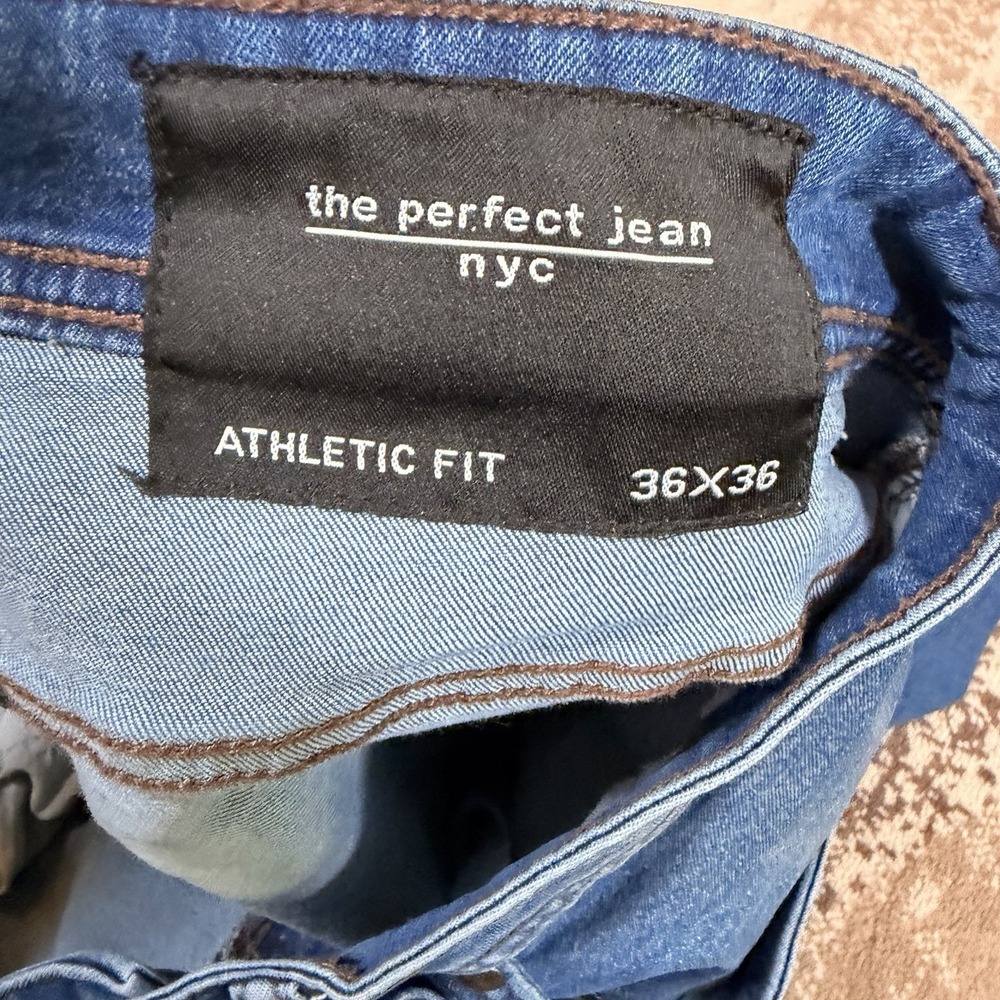 The Perfect Jean NYC Athletic Slim Fit Jeans Stretch Denim 36x36 Mens Blue Pants - Picture 6 of 8